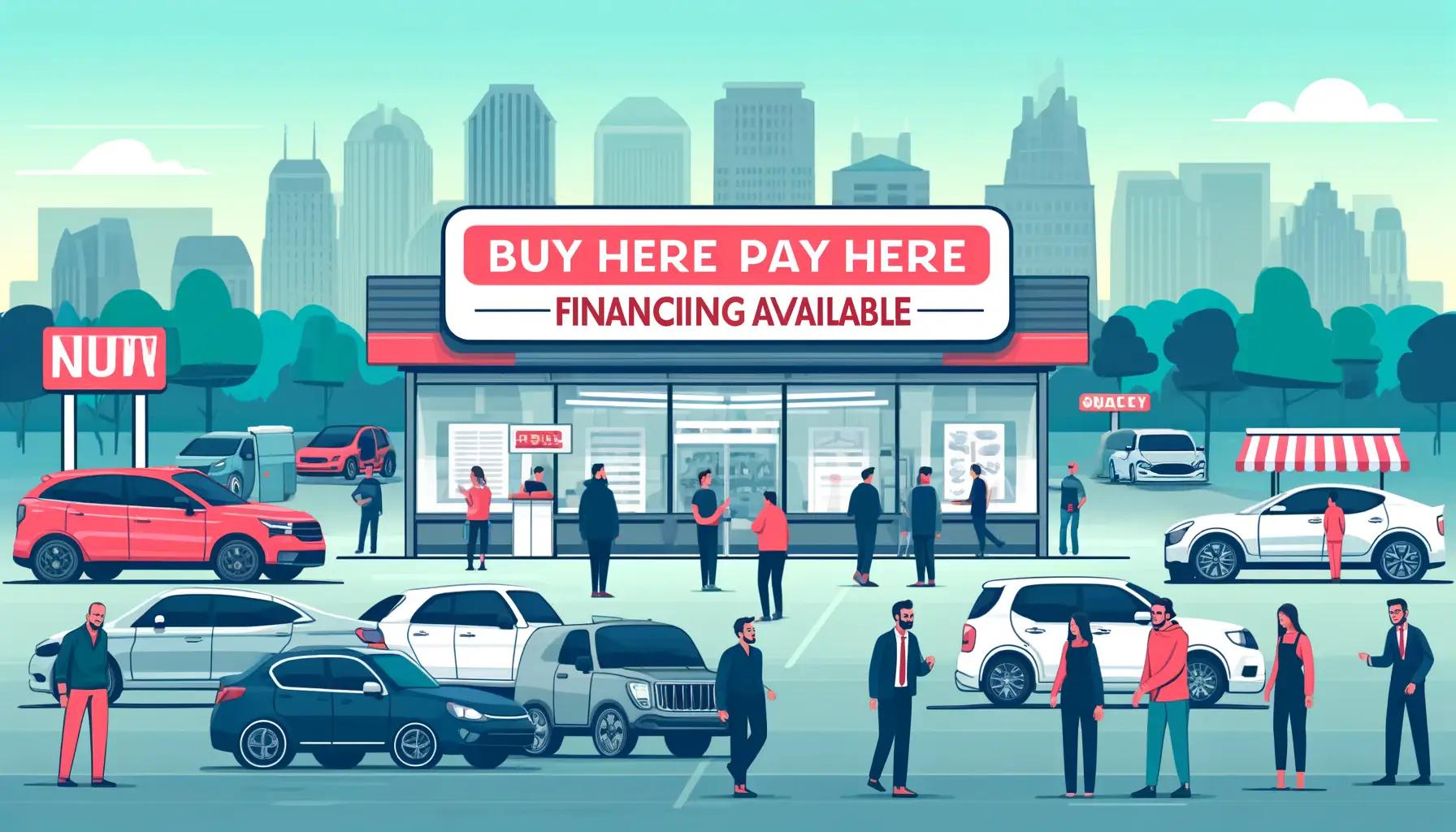 New BHPH dealership owner reviewing business plan with inventory and financing structure documents