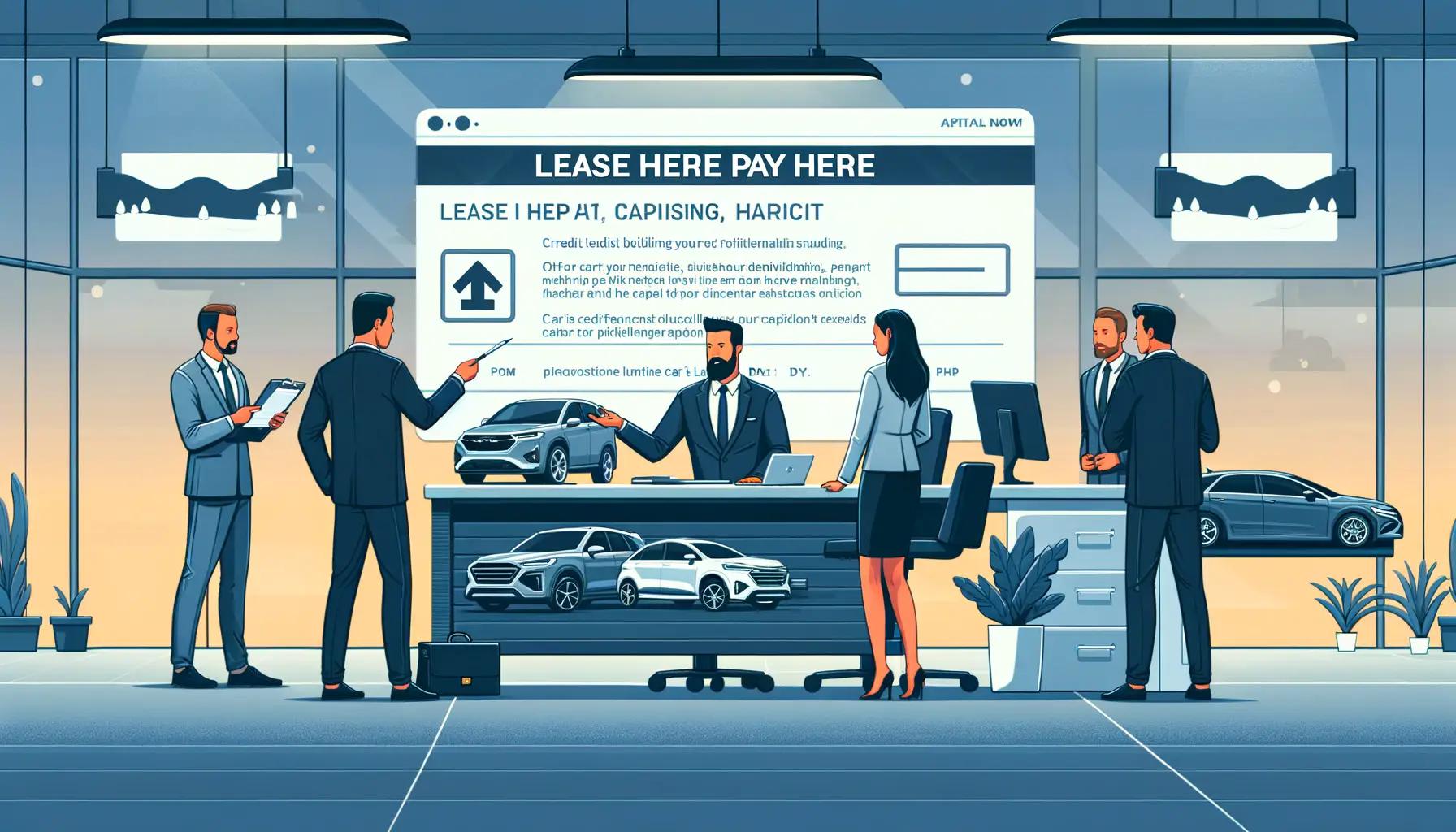 Lease Here Pay Here dealership setup with leasing agreements and alternative financing programs