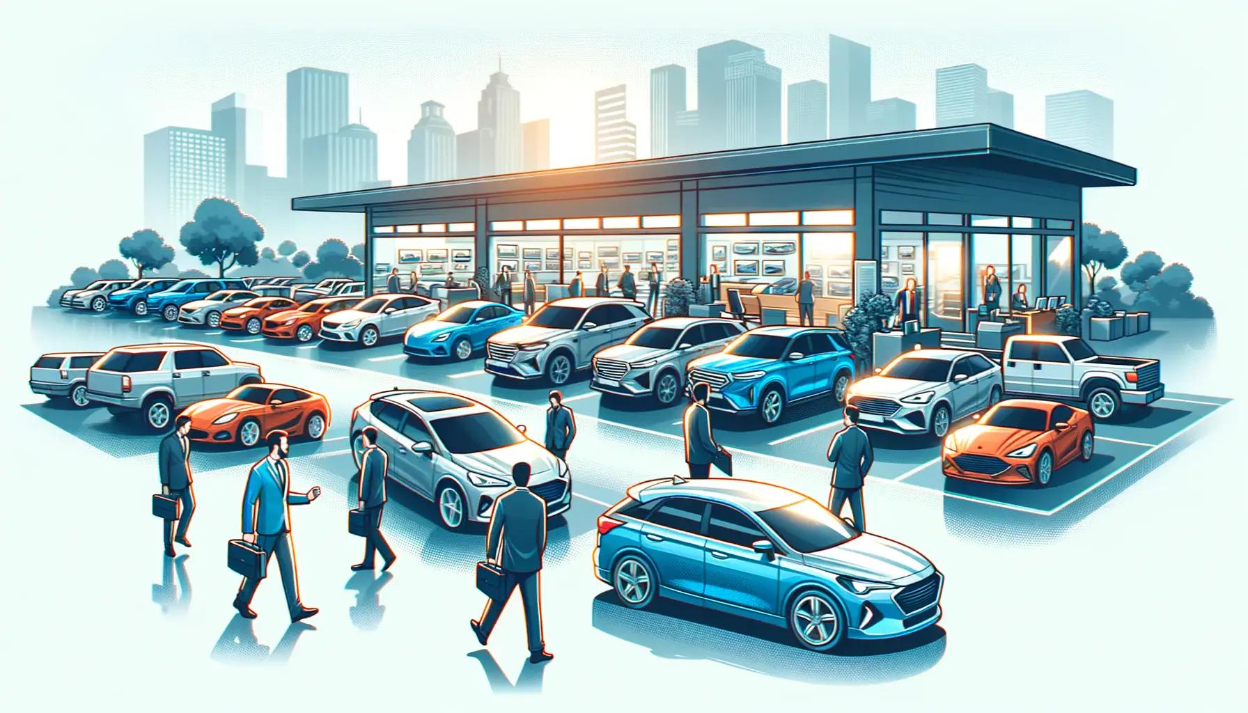 Entrepreneur planning used car dealership startup with business documentation and inventory strategy