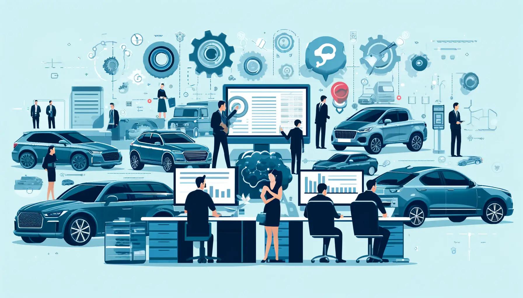 Auto dealer inventory management dashboard displaying vehicle tracking and stock level analytics