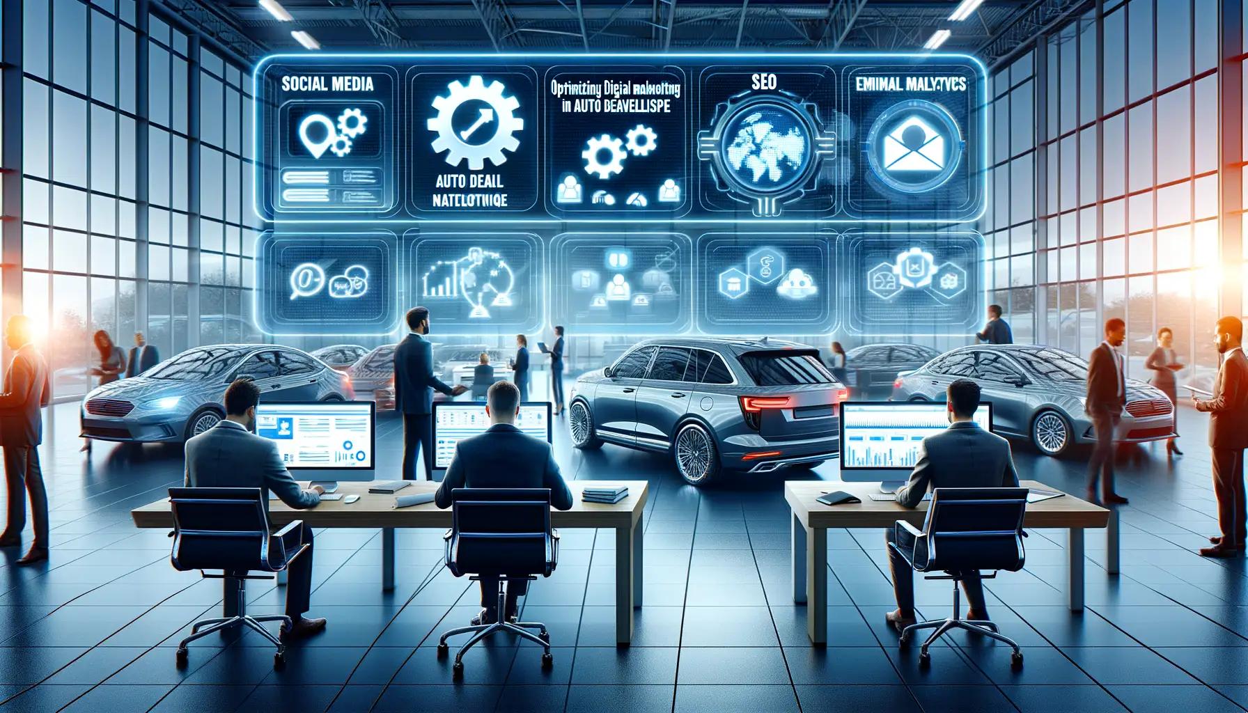 Digital marketing optimization tools for dealerships including SEO, social media, and online advertising