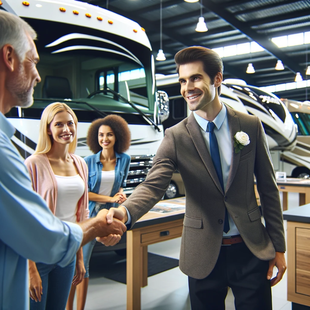 RV Dealer Greeting Customers