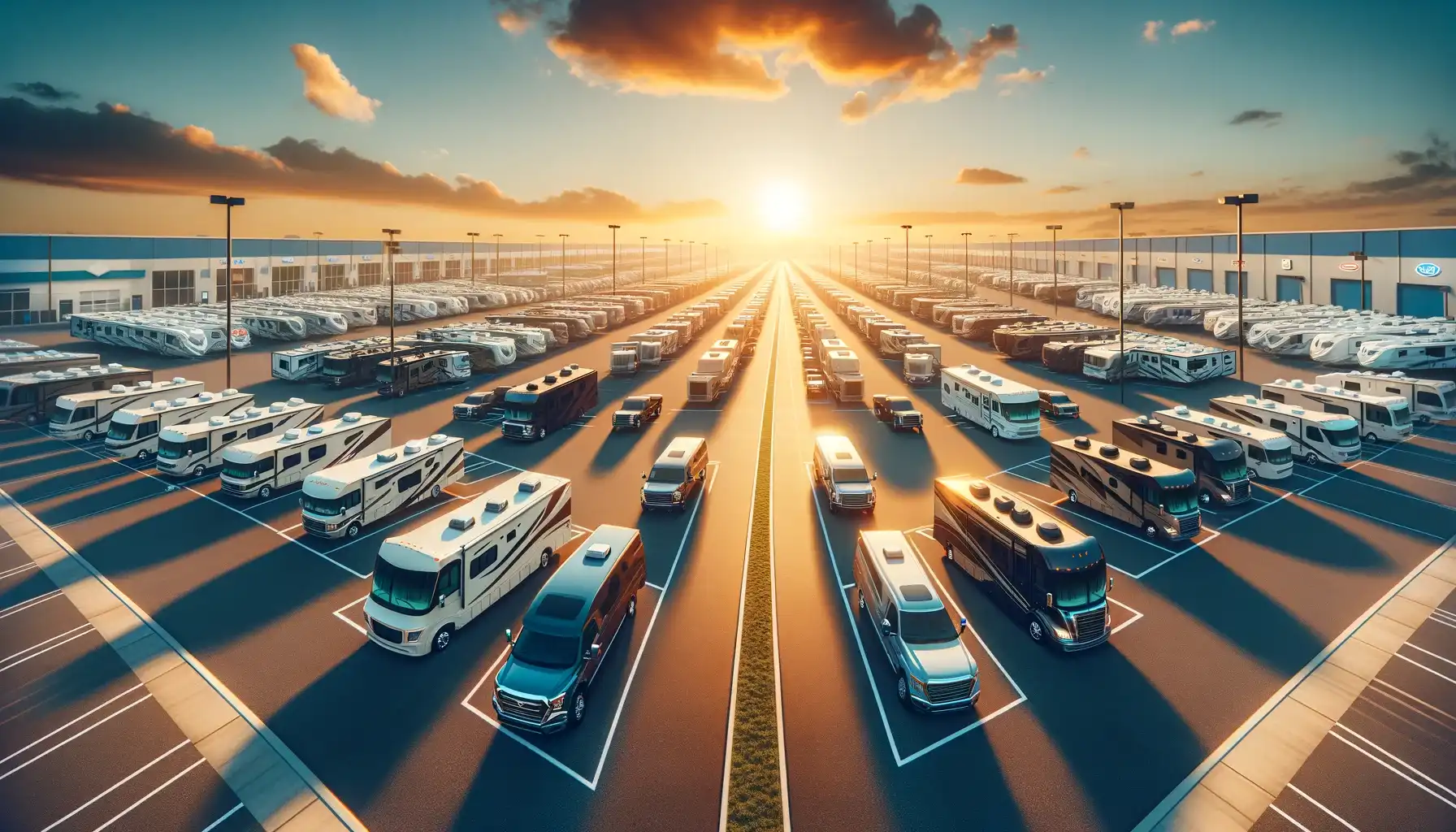 Organized RVs in an RV Dealership